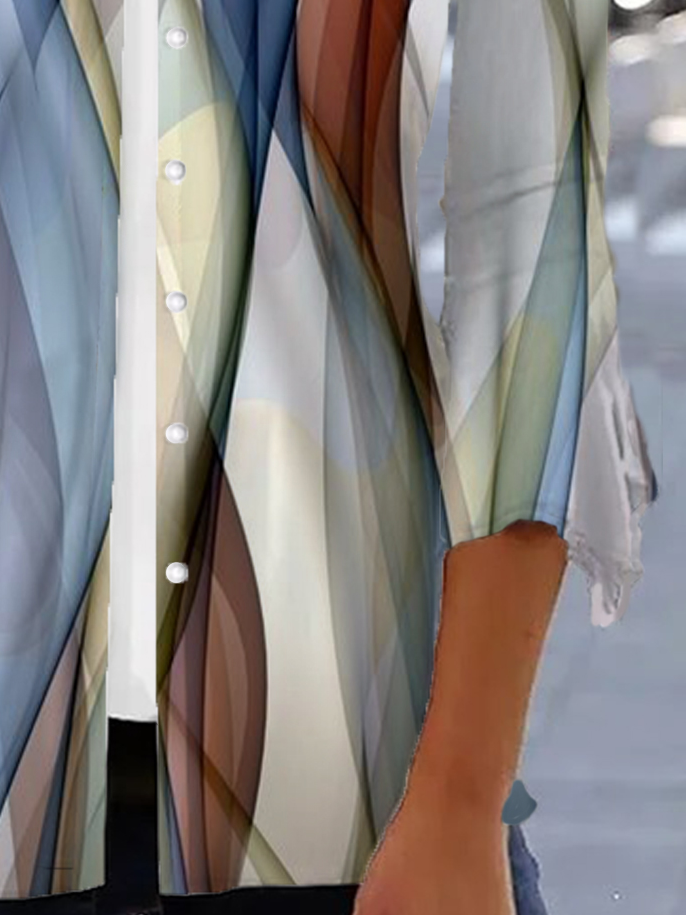 Damen Frühling/Herbst Oberbekleidung Lässig Geometrisch Jersey Schal Jacke