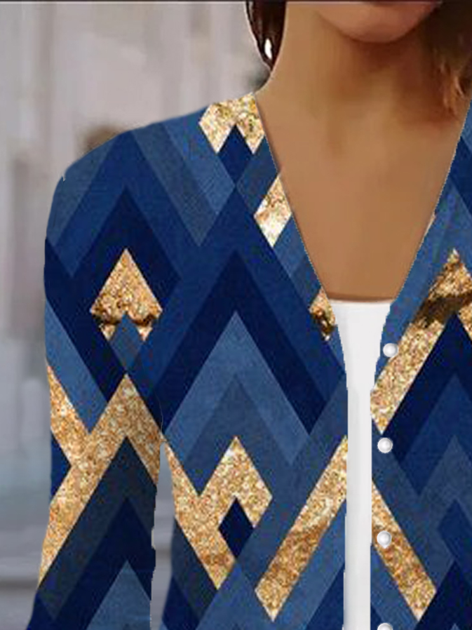 Damen Frühling/Herbst Oberbekleidung Lässig Geometrisch Jersey Schal Jacke