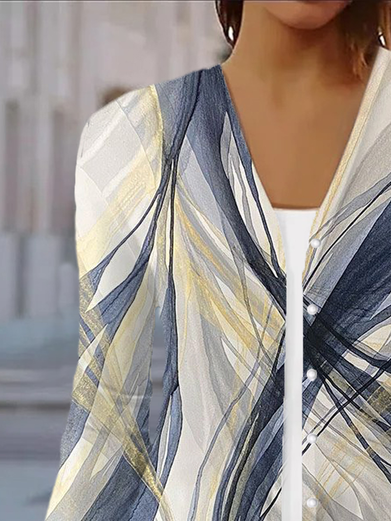 Damen Frühling/Herbst Oberbekleidung Lässig Geometrisch Jersey Schal Jacke