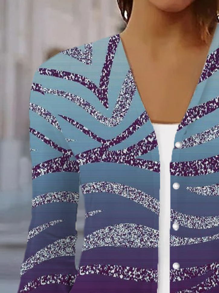 Damen Frühling/Herbst Oberbekleidung Lässig Geometrisch Jersey Schal Jacke