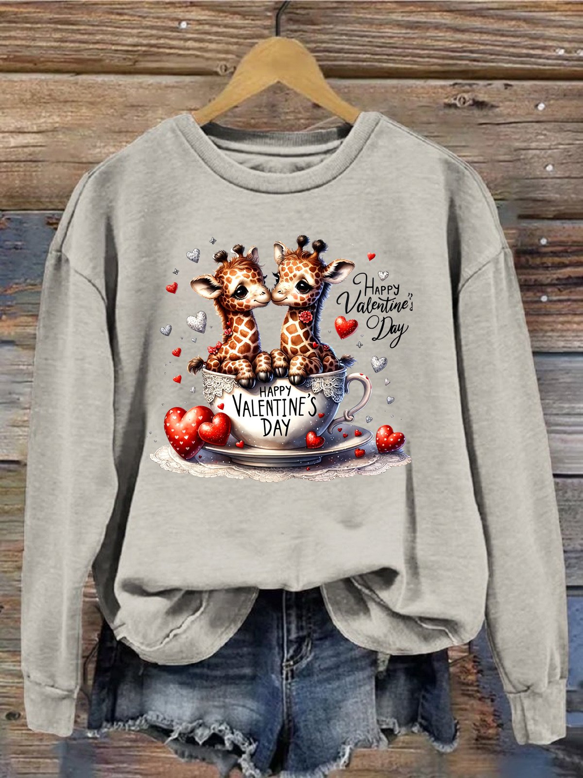 Damen Rundhals Hirsch Lässig Frühling/Herbst Langarm Sweatshirt