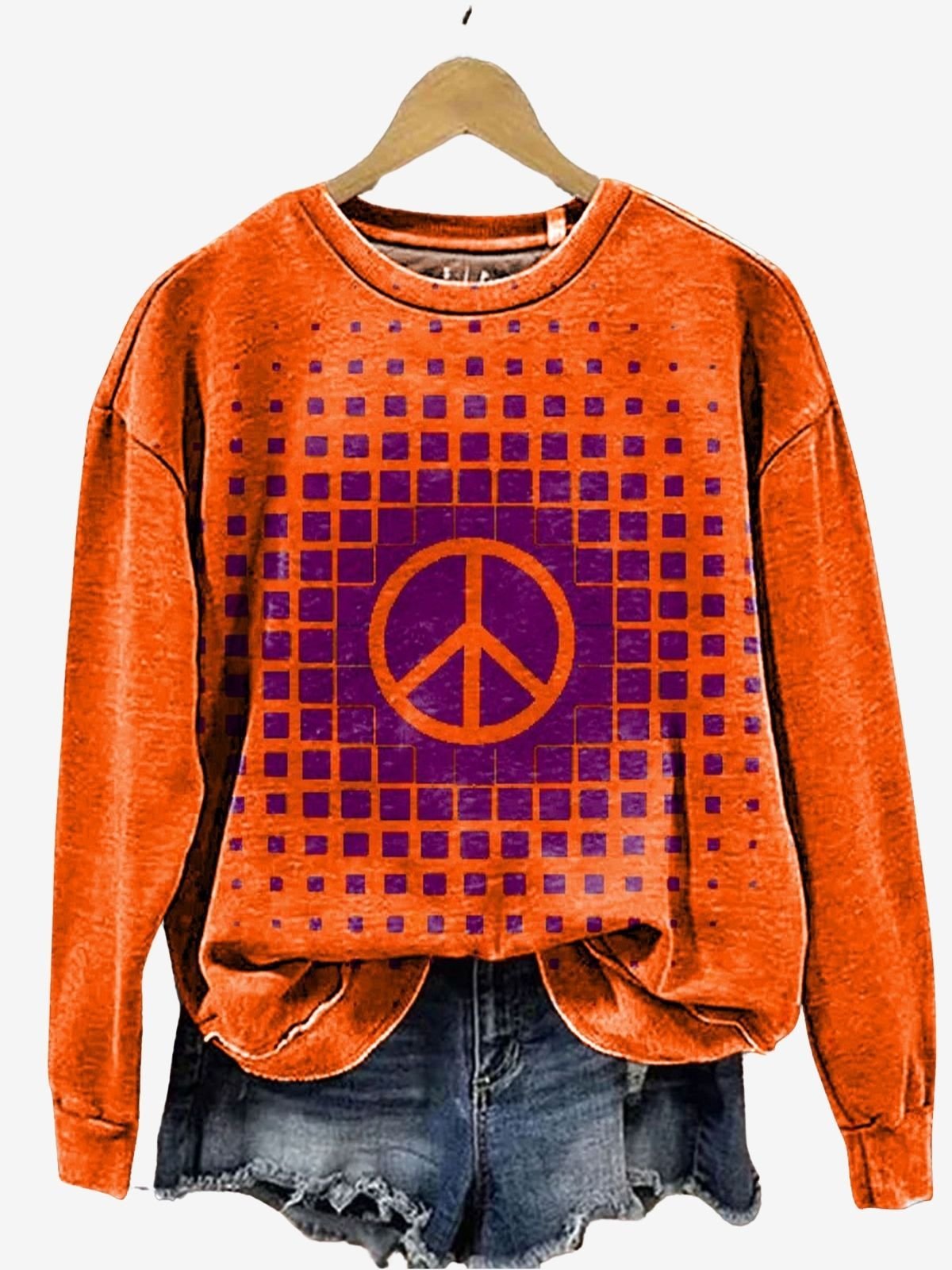 Damen Rundhals Geometrisch Lässig Frühling/Herbst Langarm Sweatshirt