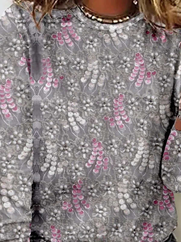 Damen Langarm T-Shirts T-Shirt Frühling/Herbst 3d Drucken Rundhals Urlaub Ausgehen Lässig Oberteile