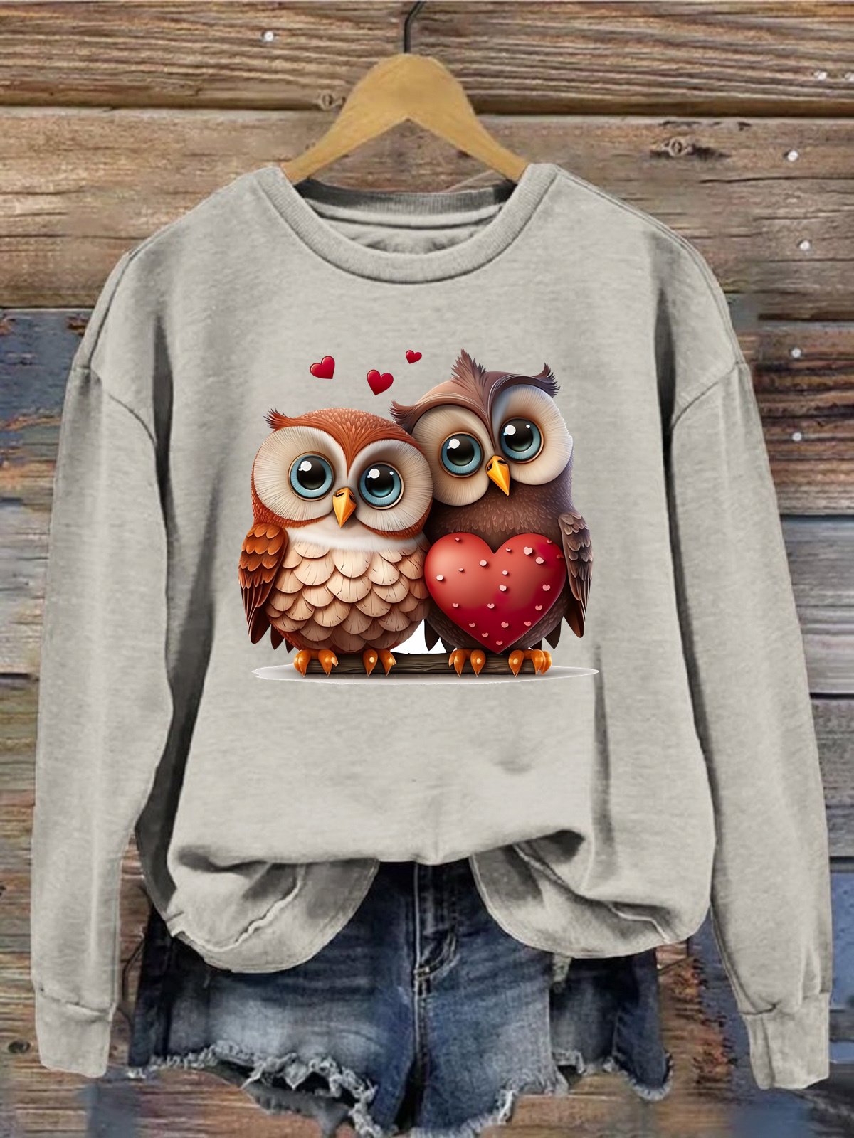 Damen Rundhals Vogel Lässig Frühling/Herbst Langarm Sweatshirt