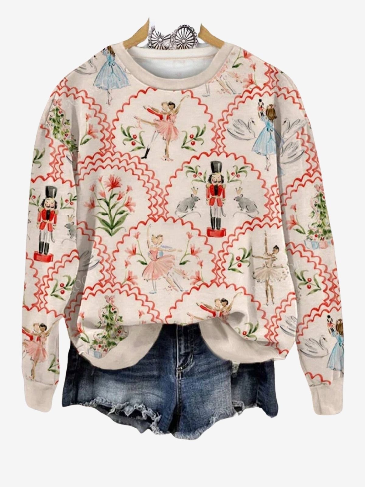 Damen Rundhals Geblümt Print Lässig Frühling/Herbst Langarm Sweatshirt