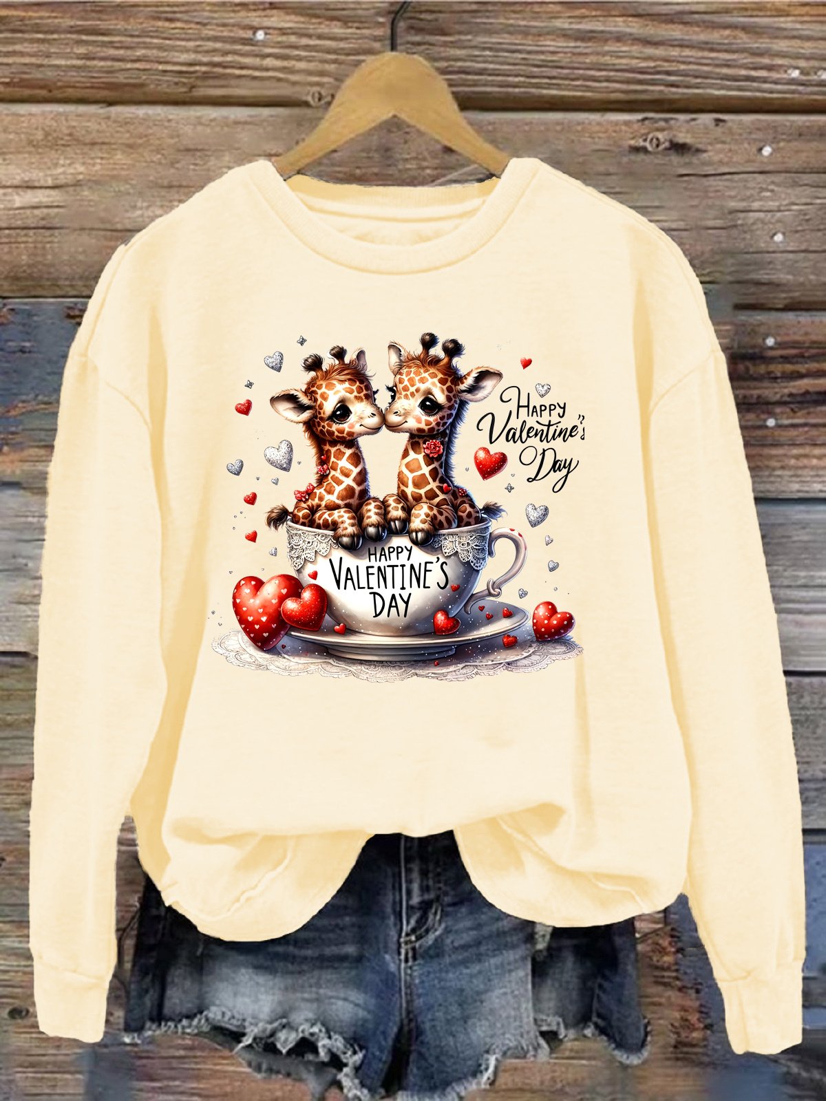 Damen Rundhals Hirsch Lässig Frühling/Herbst Langarm Sweatshirt