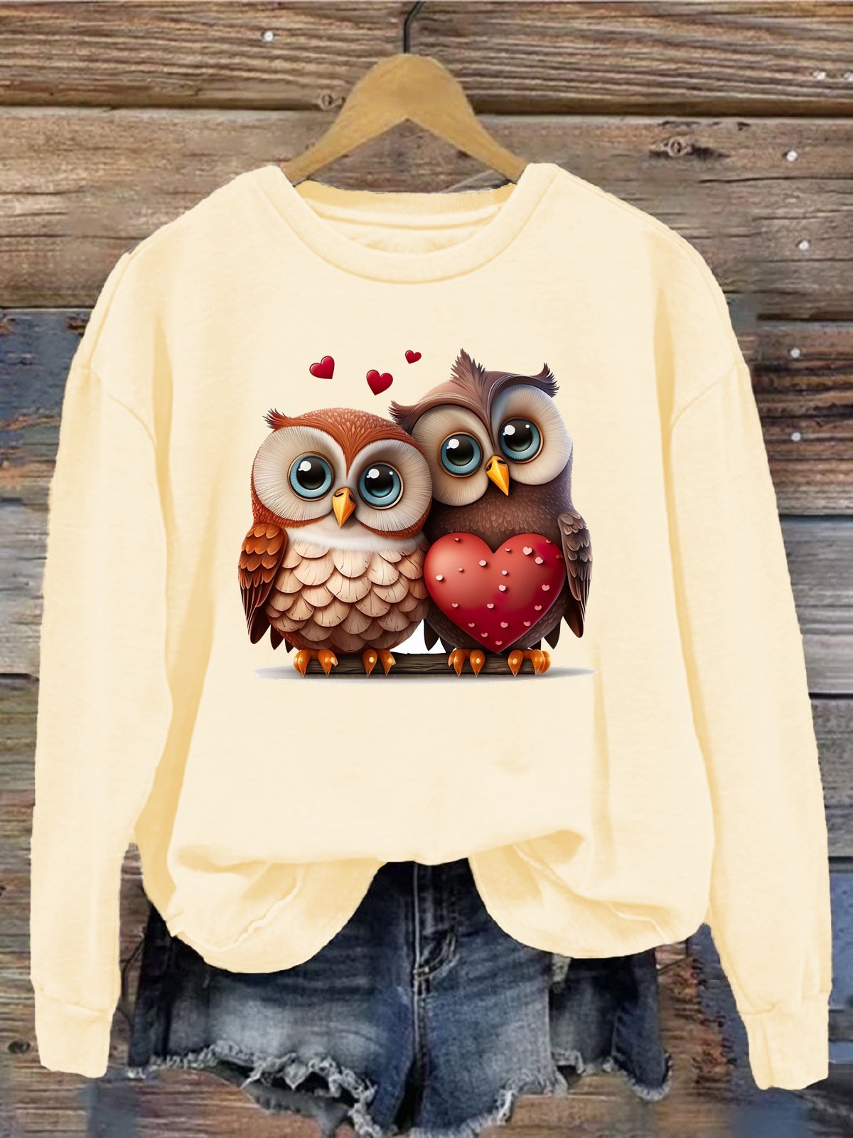 Damen Rundhals Vogel Lässig Frühling/Herbst Langarm Sweatshirt