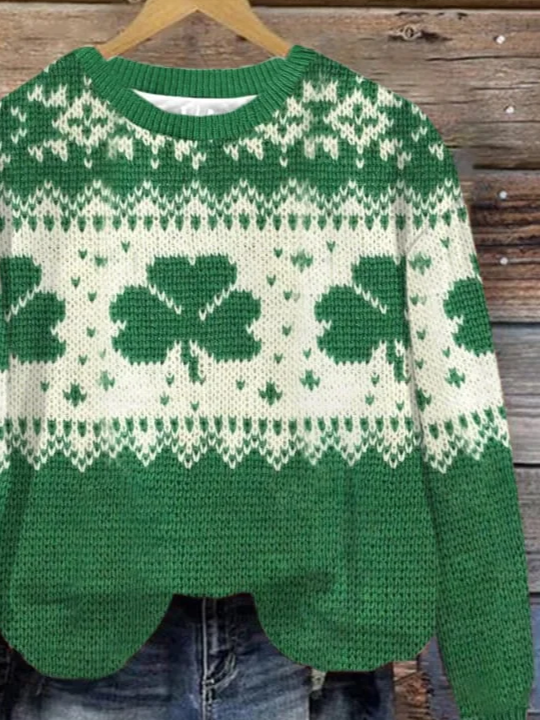 Damen Winter Festival Lässig Langarm Rundhals Strickpullover