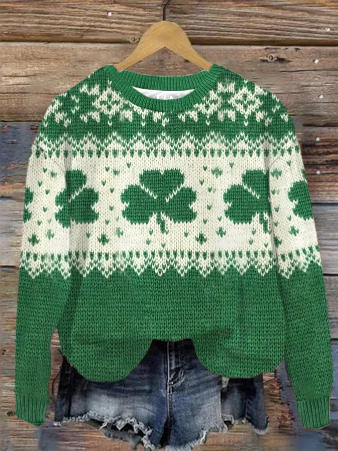 Damen Winter Festival Lässig Langarm Rundhals Strickpullover