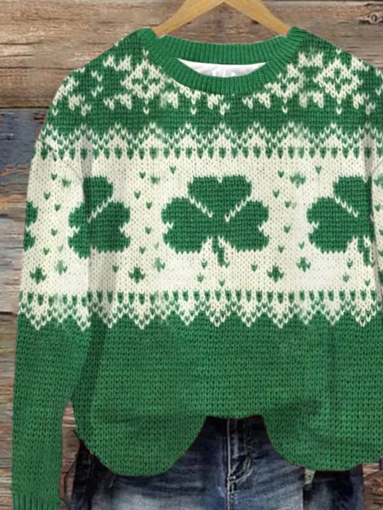 Damen Winter Festival Lässig Langarm Rundhals Strickpullover