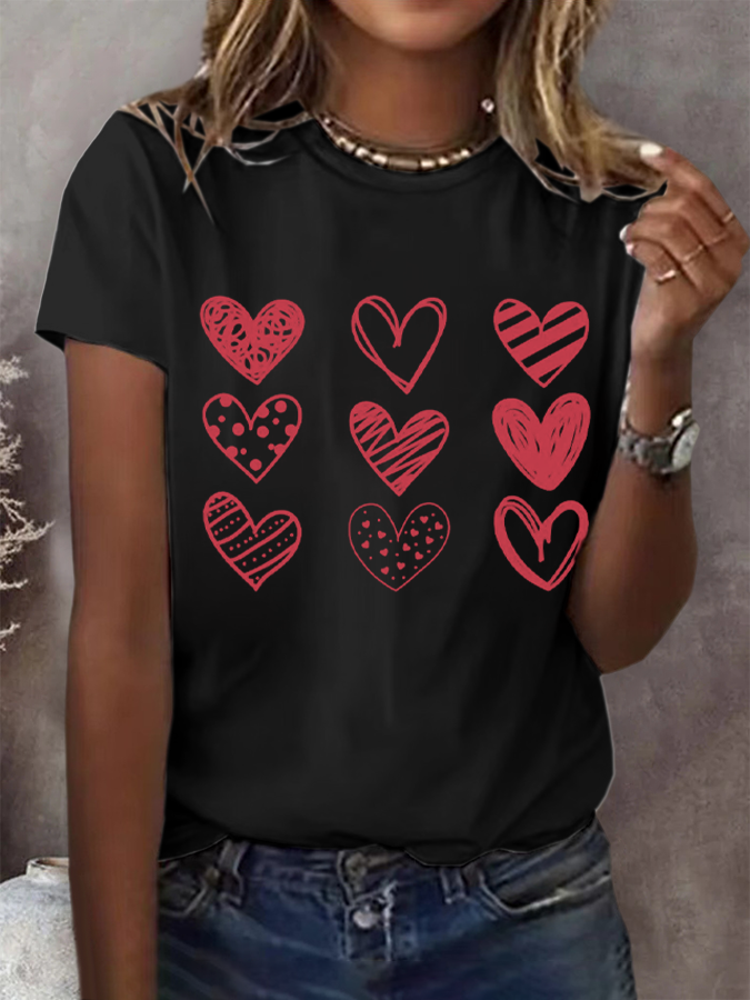 Damen Kurzarm T-Shirts T-Shirt Sommer Herz/Herz Jersey Rundhals Täglich Ausgehen Lässig Oberteile