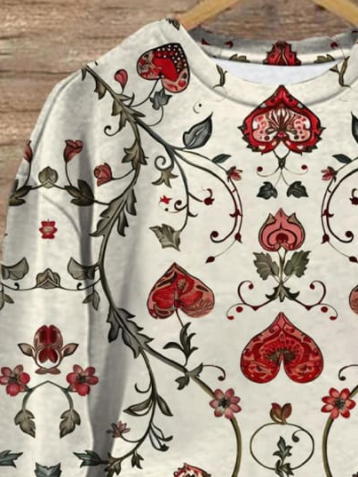 Damen Rundhals Herz/Herz Print Lässig Frühling/Herbst Langarm Sweatshirt