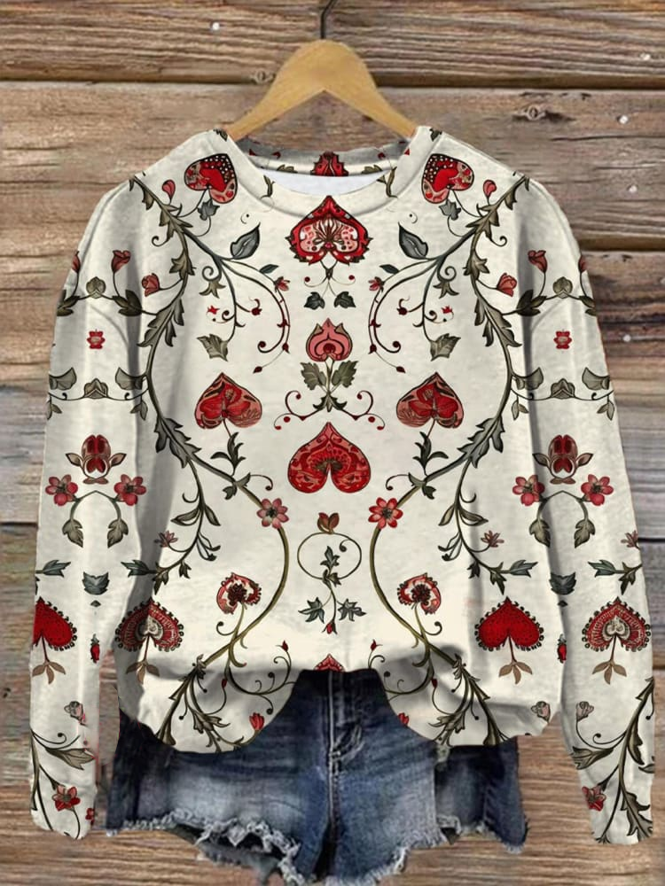 Damen Rundhals Herz/Herz Print Lässig Frühling/Herbst Langarm Sweatshirt