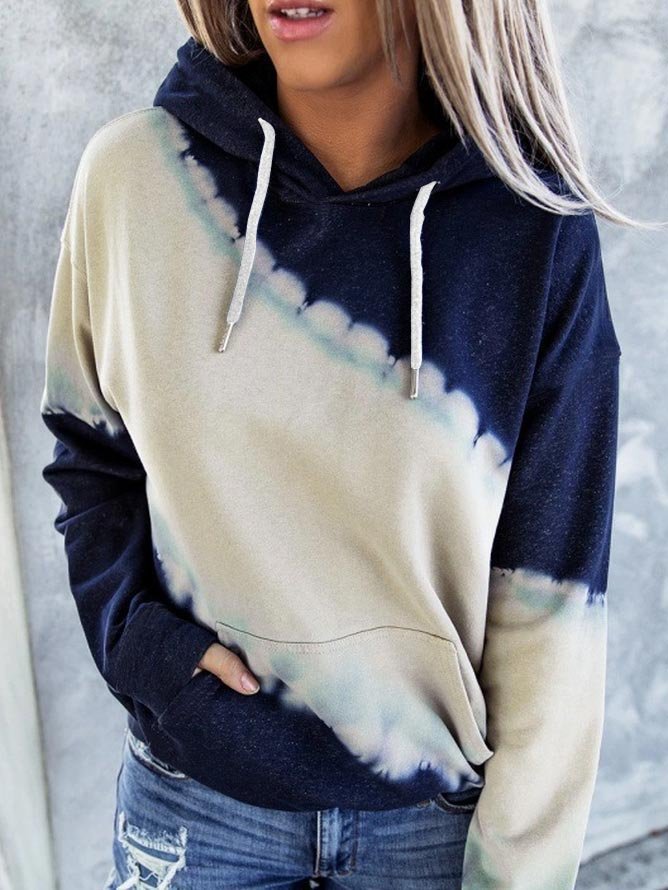Damen Kapuze Farbblock Reißverschluss Lässig Frühling/Herbst Langarm Sweatshirt