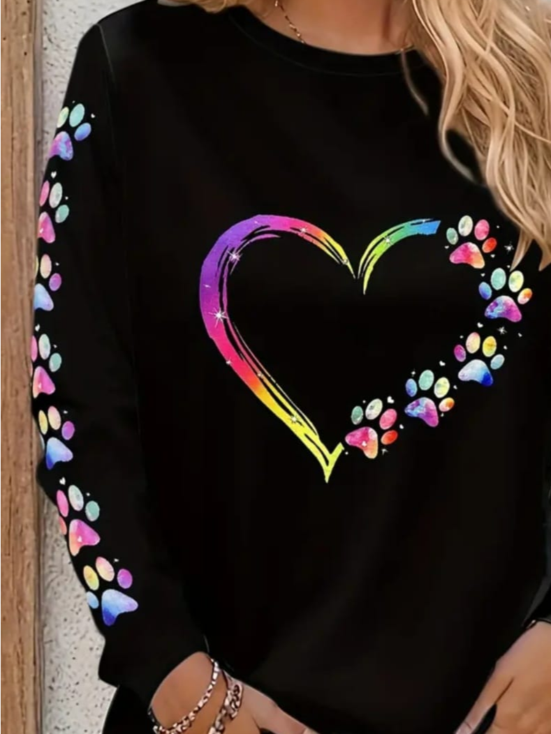 Damen Langarm T-Shirts T-Shirt Frühling/Herbst Valentinstag Rundhals Lässig Oberteile