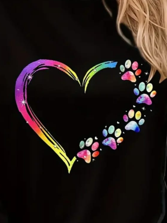 Damen Langarm T-Shirts T-Shirt Frühling/Herbst Valentinstag Rundhals Lässig Oberteile