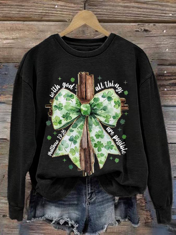 Damen Rundhals Textbriefe Print Lässig Frühling/Herbst Langarm Sweatshirt