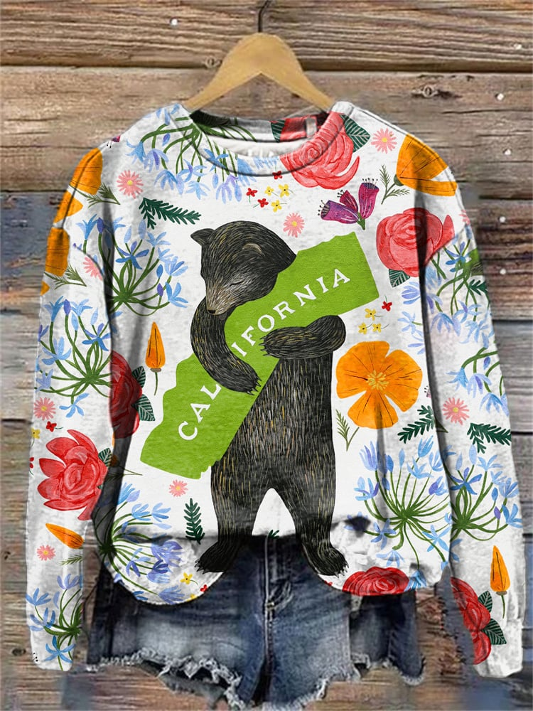 Damen Rundhals Geblümt Print Lässig Frühling/Herbst Langarm Sweatshirt