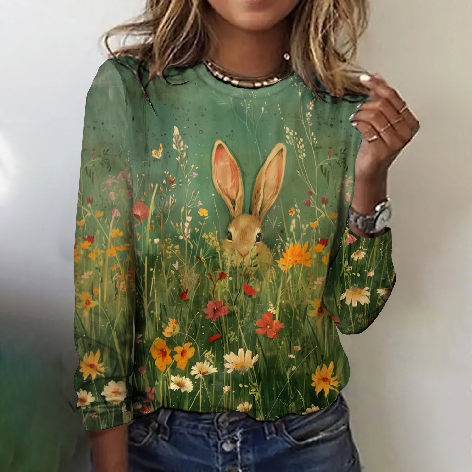 Damen Kariert Langarm T-Shirts T-Shirt Rundhals Retro Frühling/Herbst Oberteile