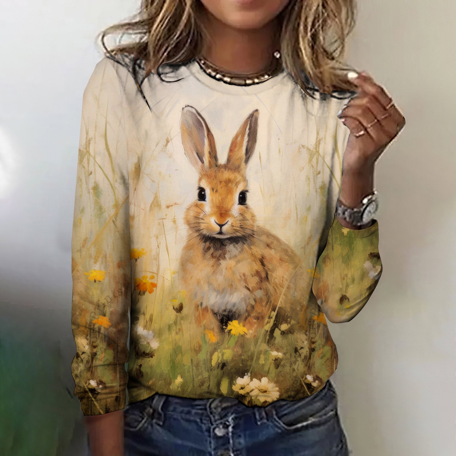 Damen Kariert Langarm T-Shirts T-Shirt Rundhals Retro Frühling/Herbst Oberteile