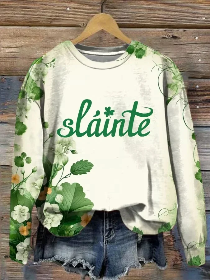 Damen Rundhals Geblümt Print Lässig Frühling/Herbst Langarm Sweatshirt