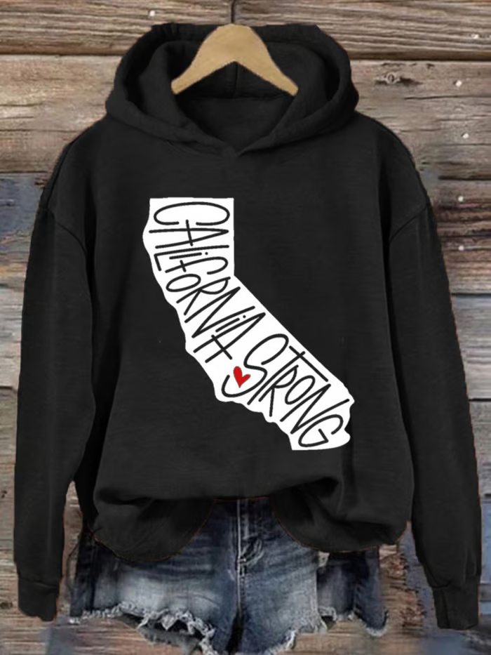 Damen Textbriefe Frühling/Herbst Print Langarm Lässig Täglich Kapuze