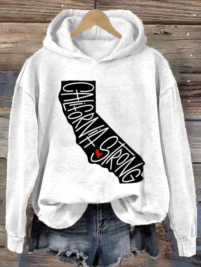 Damen Textbriefe Frühling/Herbst Print Langarm Lässig Täglich Kapuze