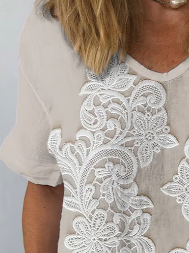 Damen Kurzarm Bluse Sommer Geblümt Print Rundhals Täglich Ausgehen Lässig Oberteile