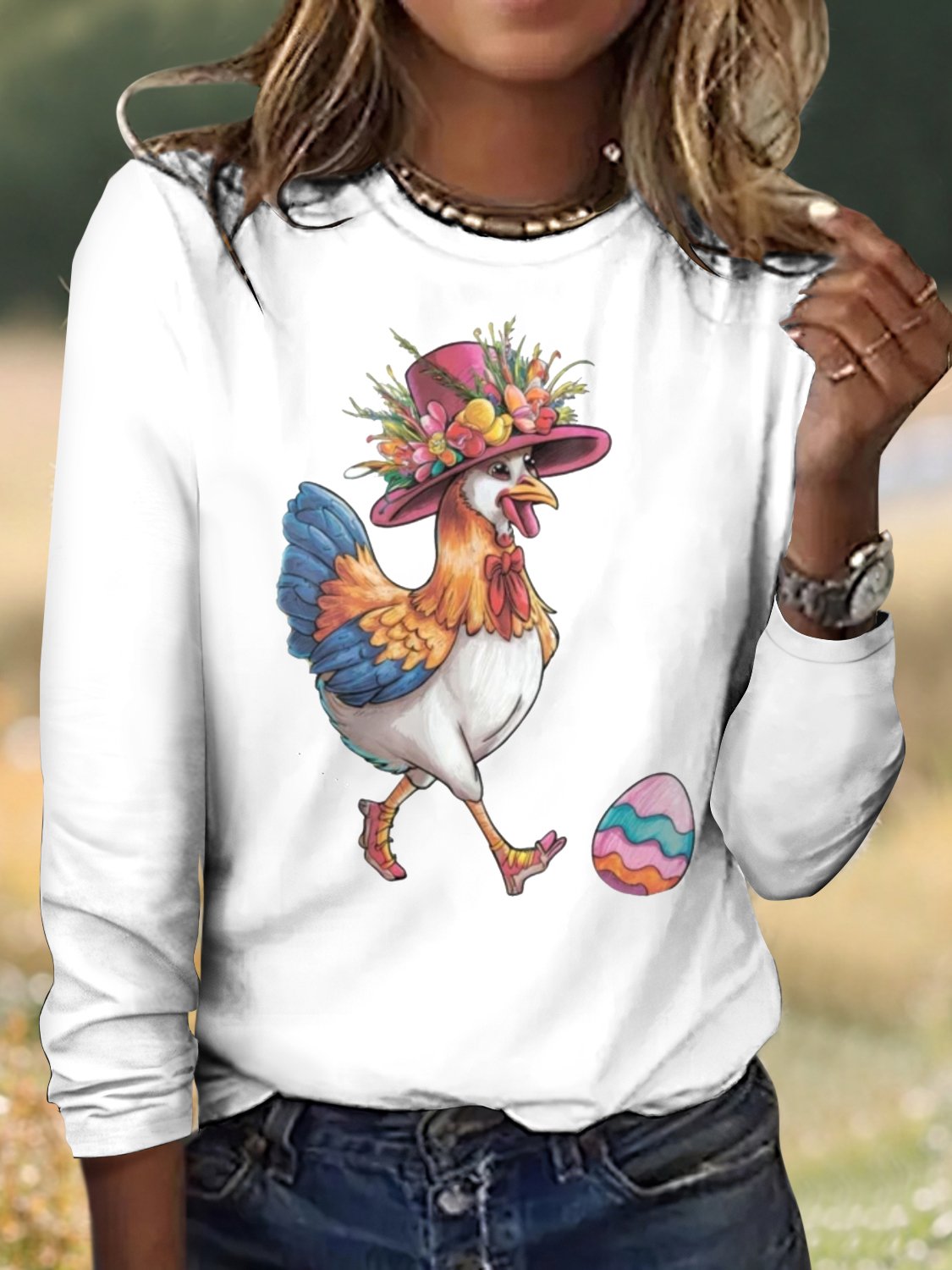 Damen Kariert Langarm T-Shirts T-Shirt Rundhals Retro Frühling/Herbst Oberteile