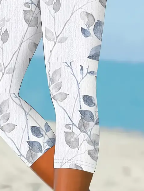 Damen Hose Elastische Taille Legging Täglich Ausgehen Lässig Print Geblümt Sommer Hose