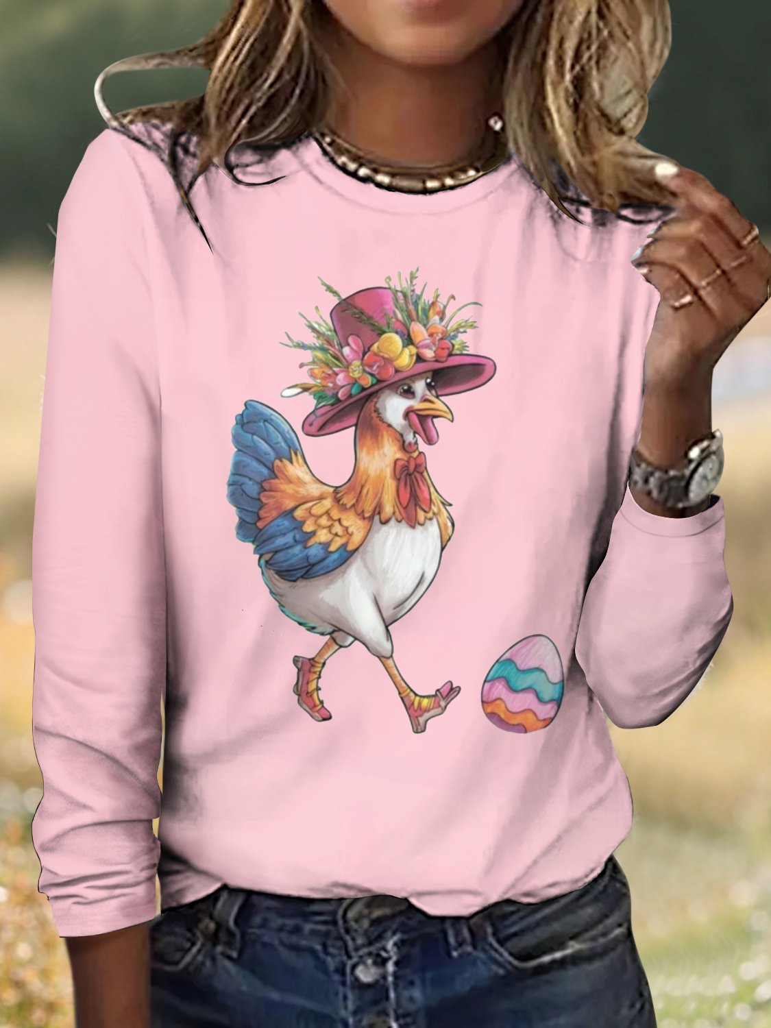 Damen Kariert Langarm T-Shirts T-Shirt Rundhals Retro Frühling/Herbst Oberteile