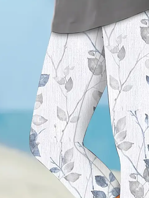 Damen Hose Elastische Taille Legging Täglich Ausgehen Lässig Print Geblümt Sommer Hose