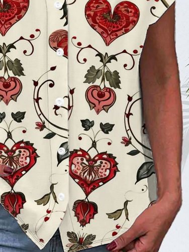 Damen Kurzarm Bluse Sommer Geblümt Print V-Ausschnitt Täglich Ausgehen Lässig Oberteile