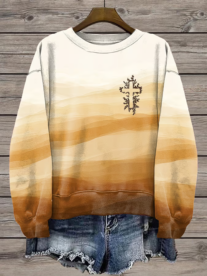 Damen Rundhals Geblümt Print Lässig Frühling/Herbst Langarm Sweatshirt