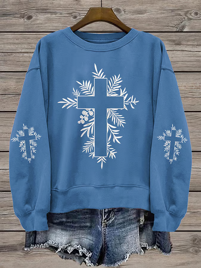 Damen Rundhals Geblümt Print Lässig Frühling/Herbst Langarm Sweatshirt