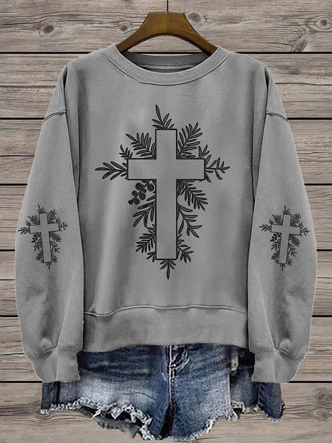 Damen Rundhals Geblümt Print Lässig Frühling/Herbst Langarm Sweatshirt