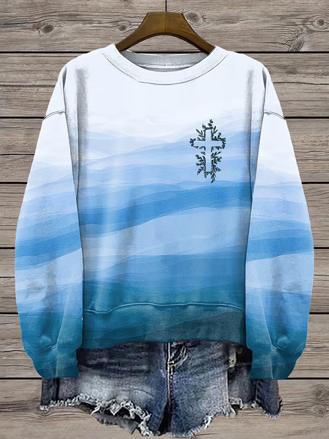 Damen Rundhals Geblümt Print Lässig Frühling/Herbst Langarm Sweatshirt