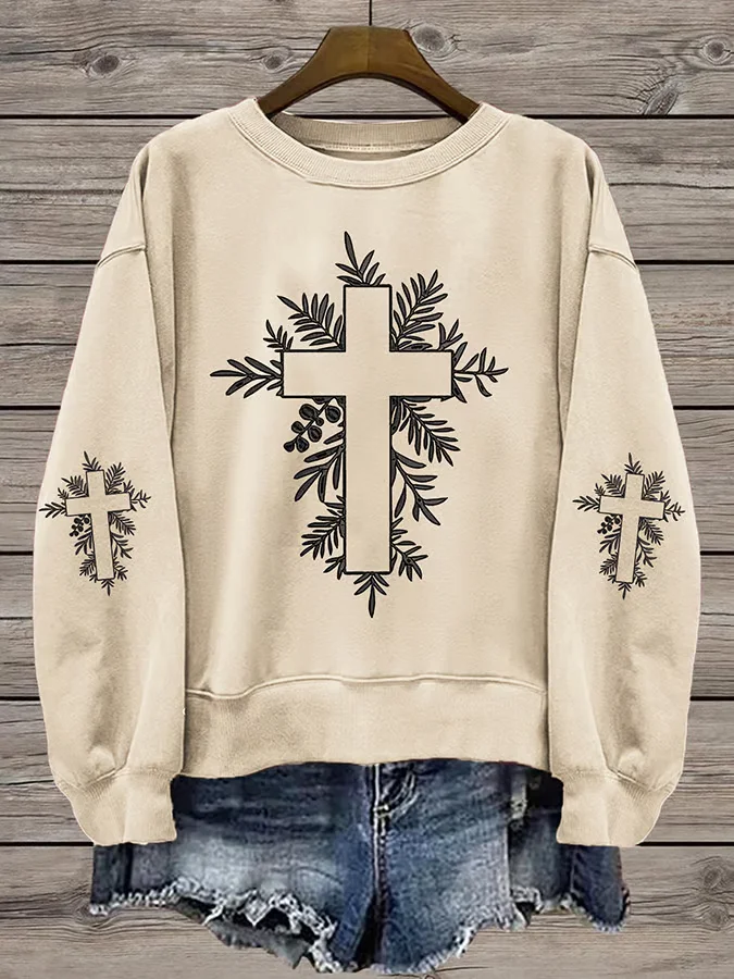 Damen Rundhals Geblümt Print Lässig Frühling/Herbst Langarm Sweatshirt