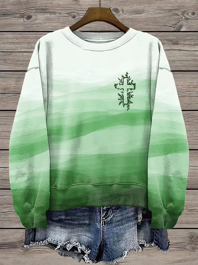 Damen Rundhals Geblümt Print Lässig Frühling/Herbst Langarm Sweatshirt