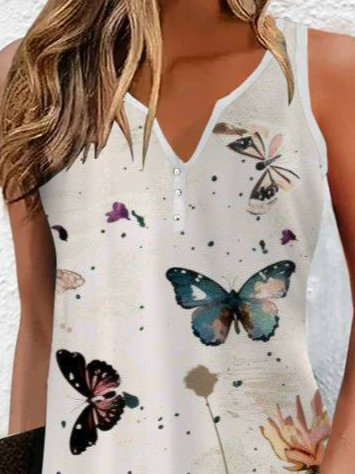 Damen Ärmellos Sommer Geblümt Print Kleid Gekerbt Täglich Ausgehen Lässig Mini Tanktop H-Linie Kleid