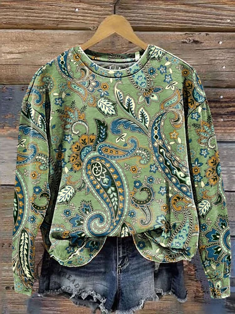 Damen Rundhals Geblümt Print Lässig Frühling/Herbst Langarm Sweatshirt