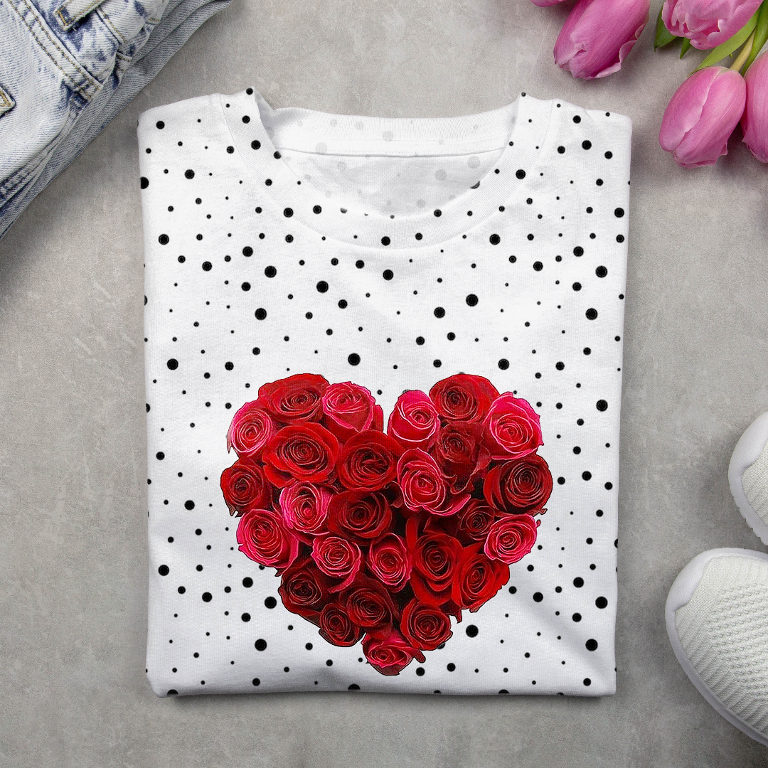 Damen Langarm T-Shirts T-Shirt Frühling/Herbst Polka Dots Print Rundhals Lässig T-Shirt mit Grafik Oberteile