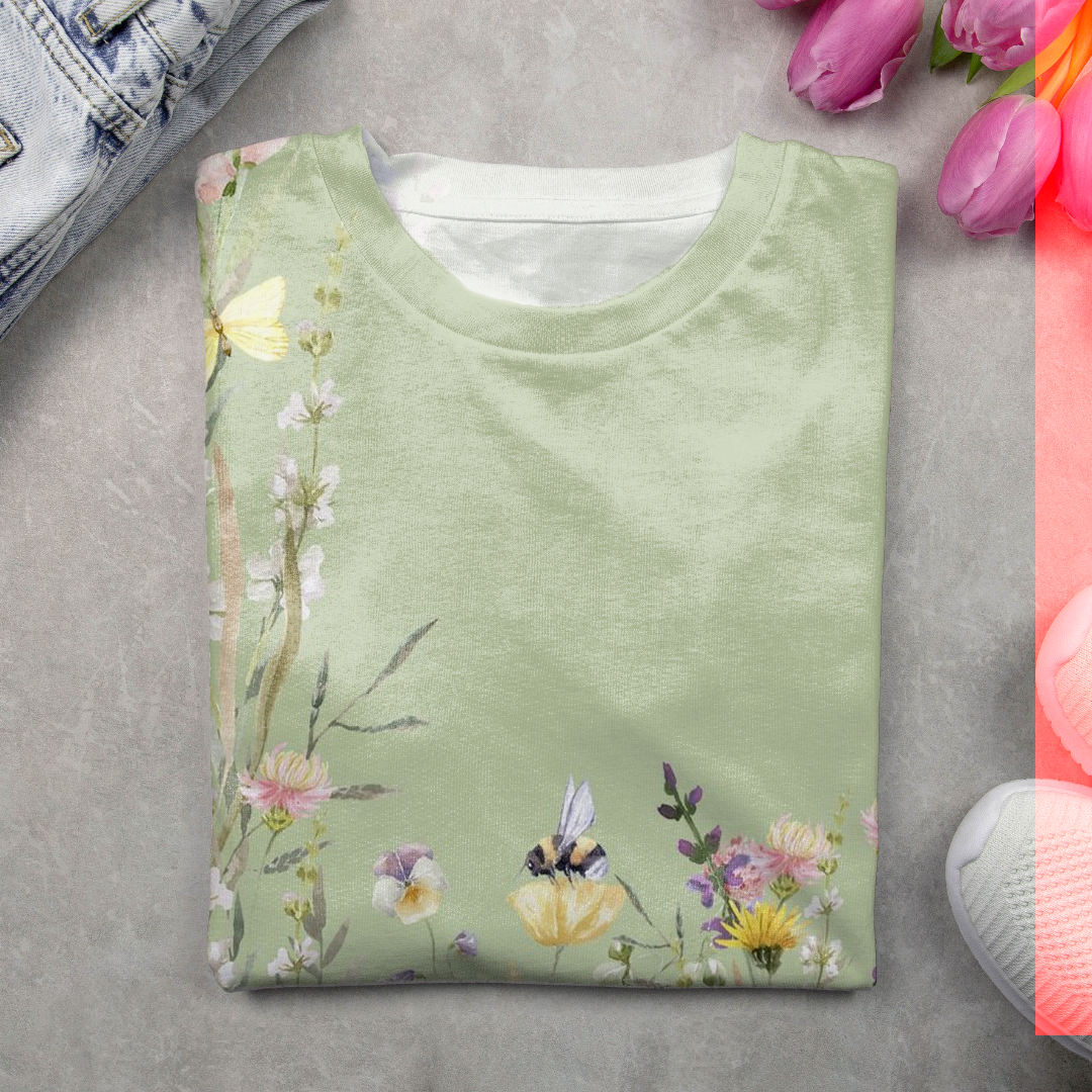 Damen Langarm T-Shirts T-Shirt Frühling/Herbst Geblümt Print Rundhals Lässig T-Shirt mit Grafik Oberteile