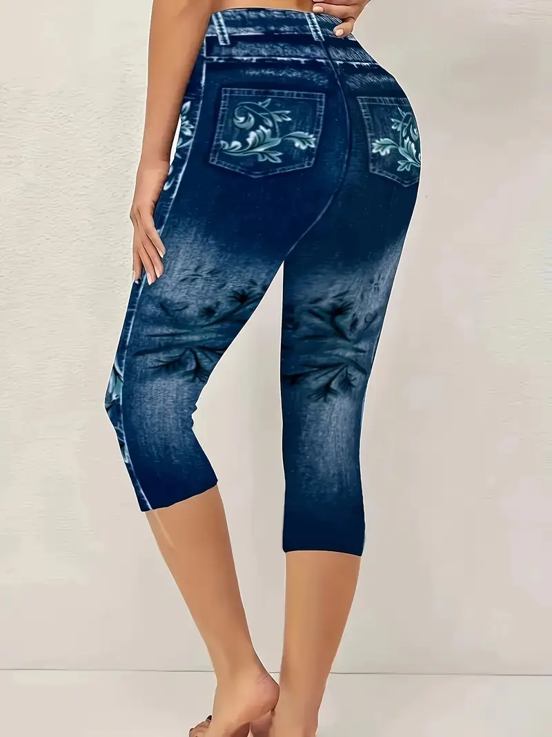 Damen Hose Elastische Taille Legging Täglich Ausgehen Lässig Geblümt Sommer Hose