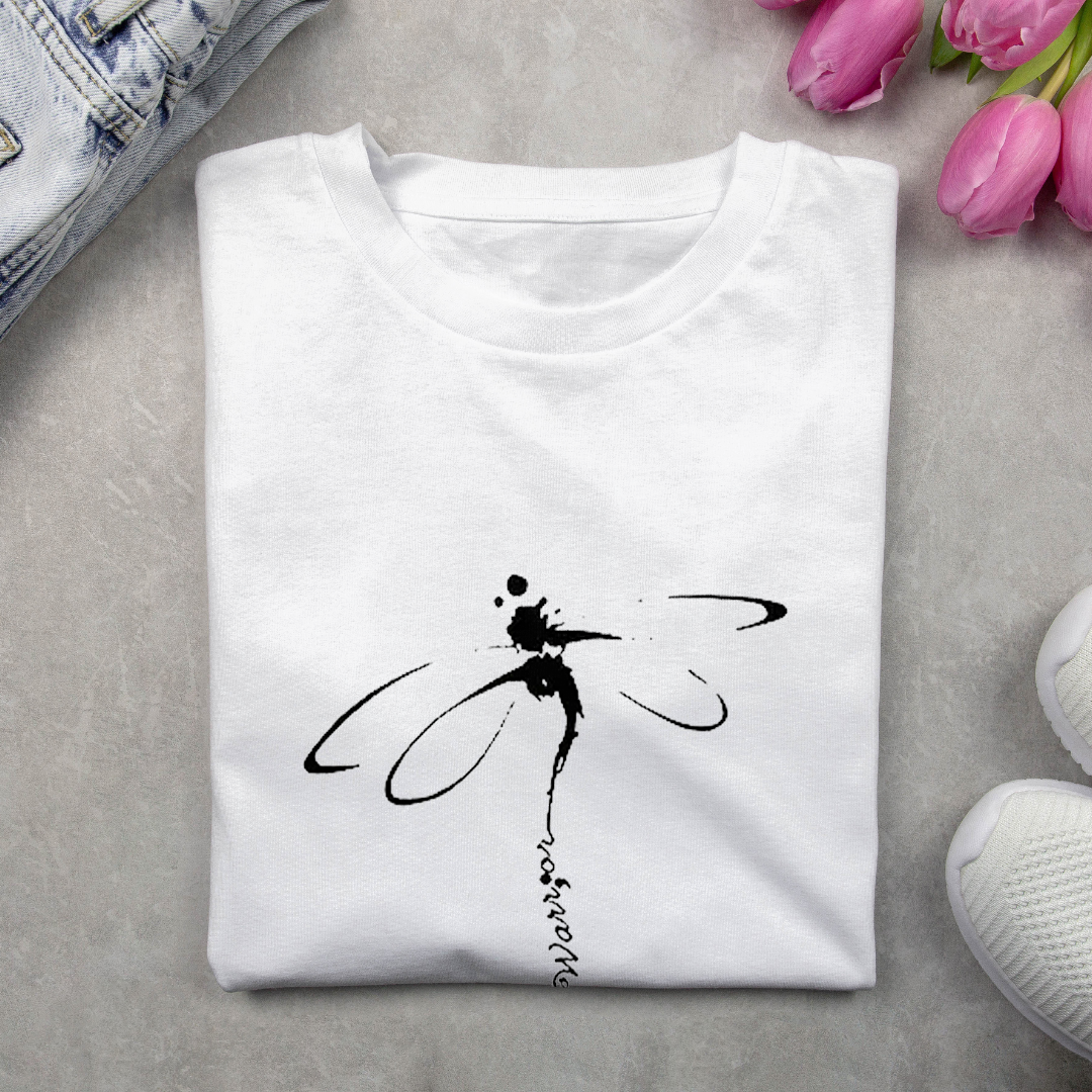 Damen Langarm T-Shirts T-Shirt Frühling/Herbst Libelle Print Rundhals Lässig T-Shirt mit Grafik Oberteile