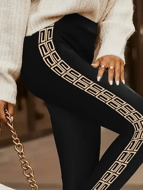 Damen Geometrisch Lässig Alle Jahreszeiten Print Lang Leggings