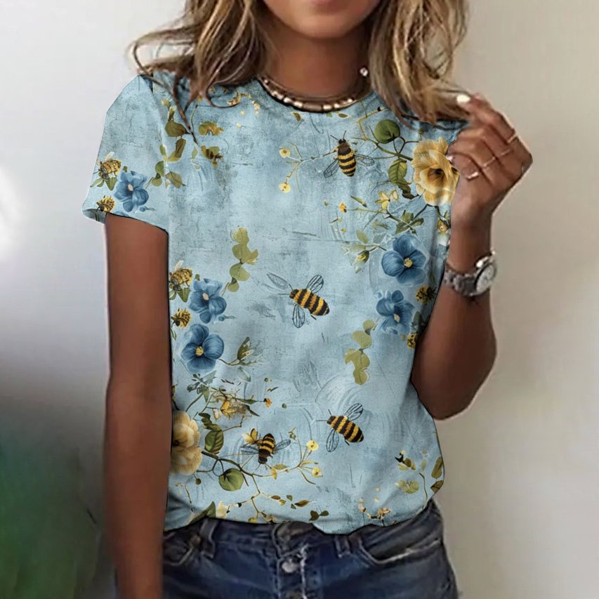 Damen Geblümt Ärmellos T-Shirts T-Shirt Rundhals Lässig Sommer Oberteile