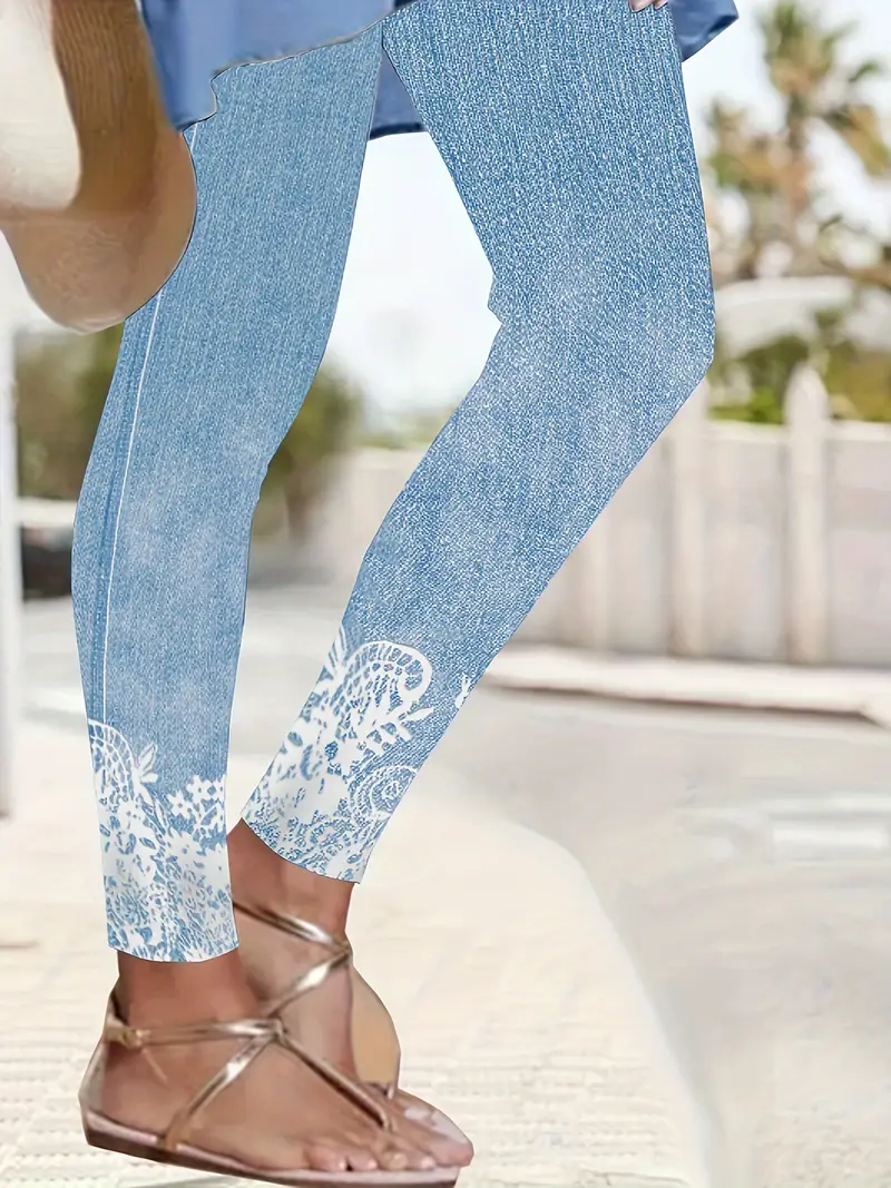 Damen Geblümt Lässig Alle Jahreszeiten Print Lang Leggings