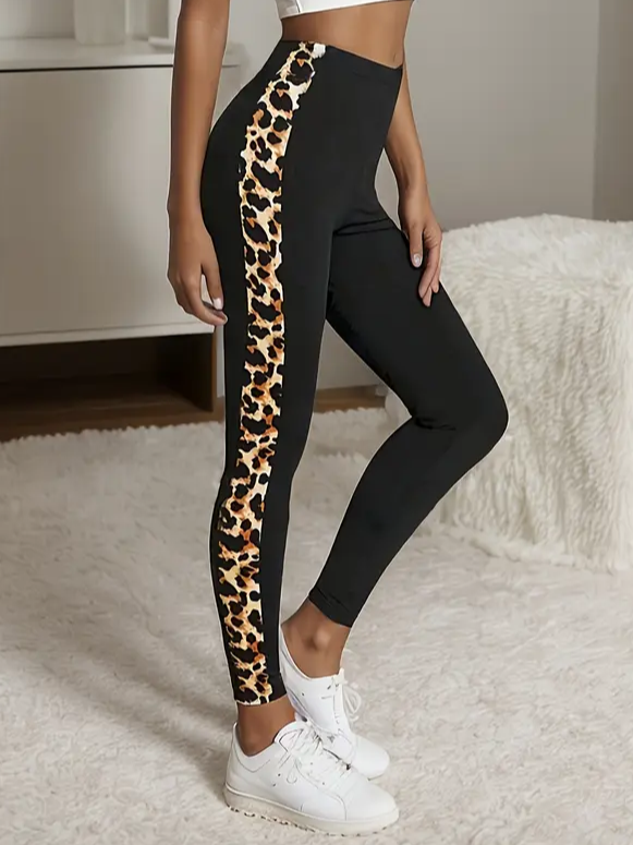 Damen Leopard Lässig Alle Jahreszeiten Print Lang Leggings