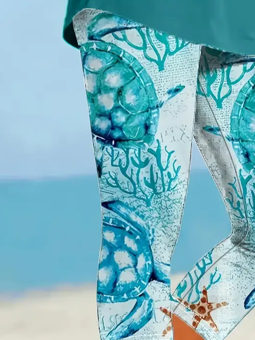 Damen Marine Leben Caprihosen Elastische Taille Hose Lässig Sommer Hose